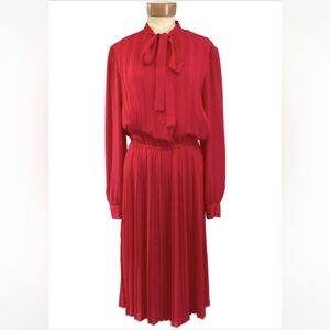 Diane Von Furstenberg Vintage Pleated Midi Dress in Hot Pink